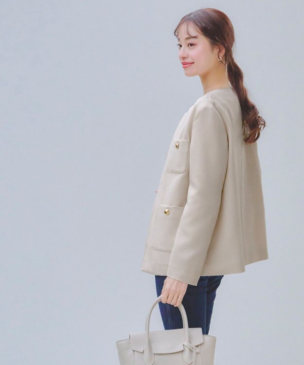 Tiaclasse 【洗える】ワッフルピケジャケット ベージュ