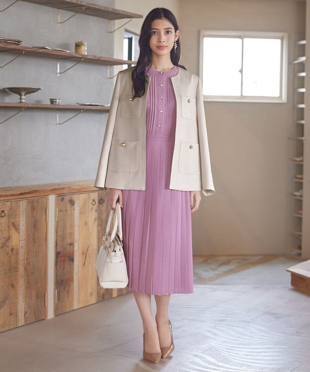 Tiaclasse 【洗える】ワッフルピケジャケット ベージュ