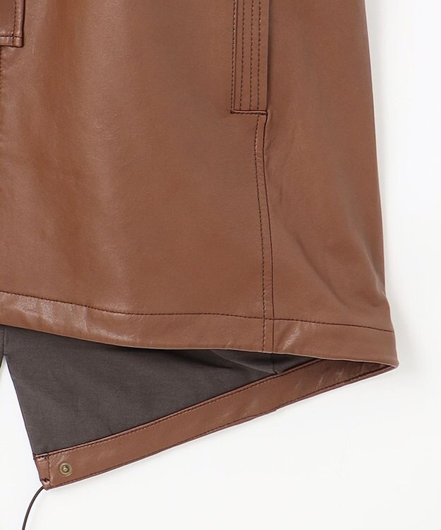 JOSEPH ABBOUD ベジタブルラムスキンレザーコート ダークブラウン系