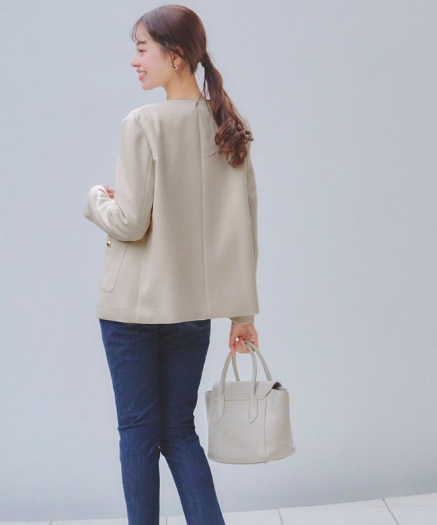 Tiaclasse 【洗える】ワッフルピケジャケット ベージュ