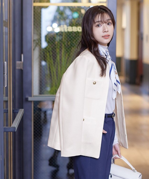 Tiaclasse 【洗える】ワッフルピケジャケット オフホワイト