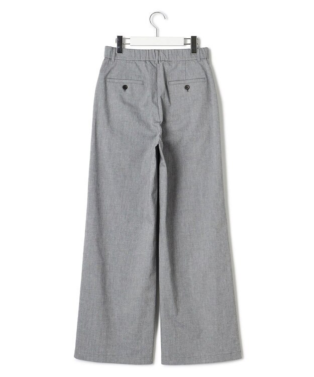 23区 【洗える】スラブツイルストレッチ ワイド パンツ ネイビー系