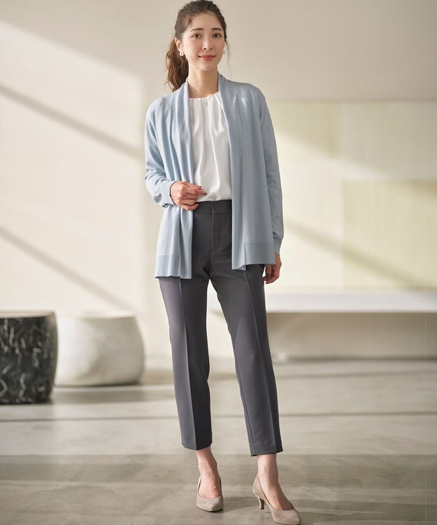 組曲 L 【WEB限定】セミウーステッド ニットカーディガン サックスブルー系