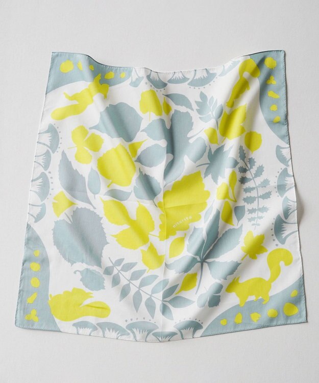 nitorito 【UNISEX】ギフトパッケージ&ステッカー付 落ち葉のブーケ ハンカチ スカーフ yellow x grayish green