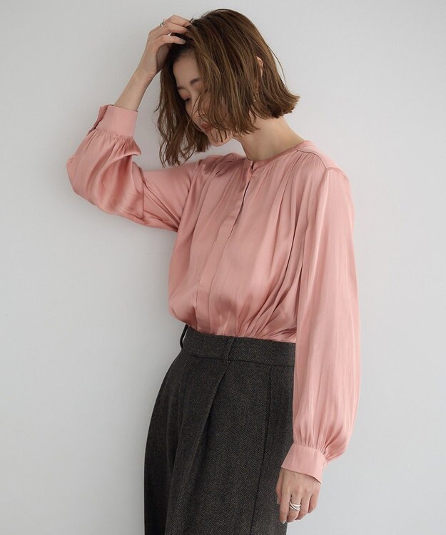 YECCA VECCA サテンギャザーブラウス Pink