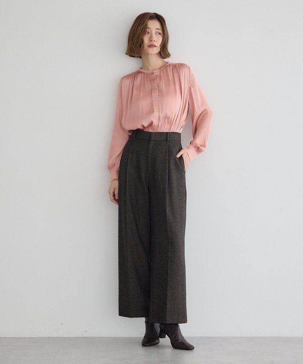 YECCA VECCA サテンギャザーブラウス Pink