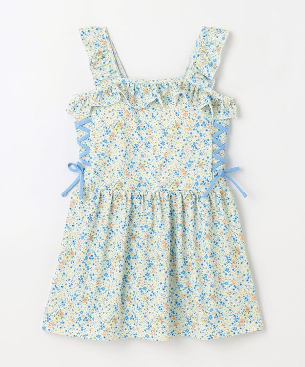 組曲 KIDS 【UVカット】【SS-Lサイズ】トロピカルフラワー スイムウェア(ワンピース) スカイブルー