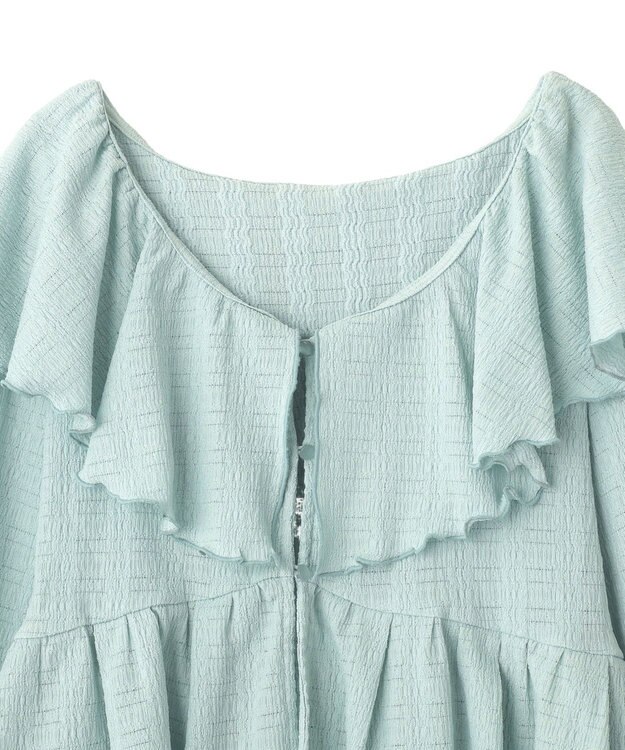 earth music&ecology 【予約】ラッフルカラーカットブラウス サックスブルー