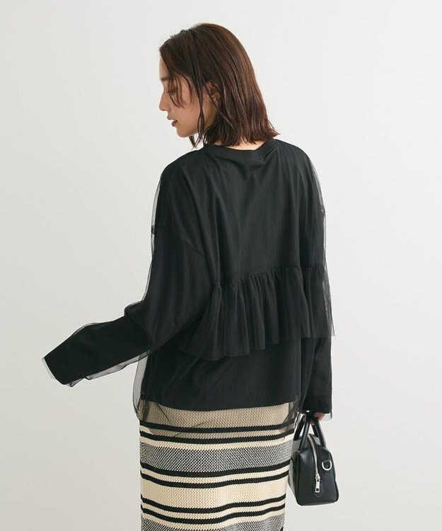 Green Parks ・ＥＬＥＮＣＡＲＥ　ＤＵＥ　チュールレイヤードロンＴＥＥ Black