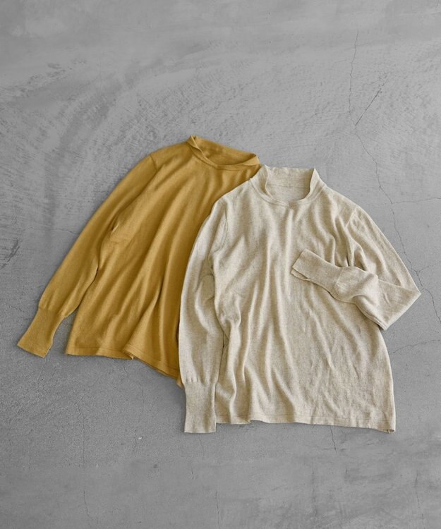 muuc 〈洗えるニット〉〈肌に優しいニット〉〈コットン＆カシミヤ〉〈通年着られるニット〉14Gハイゲージニットプルオーバー ベージュ