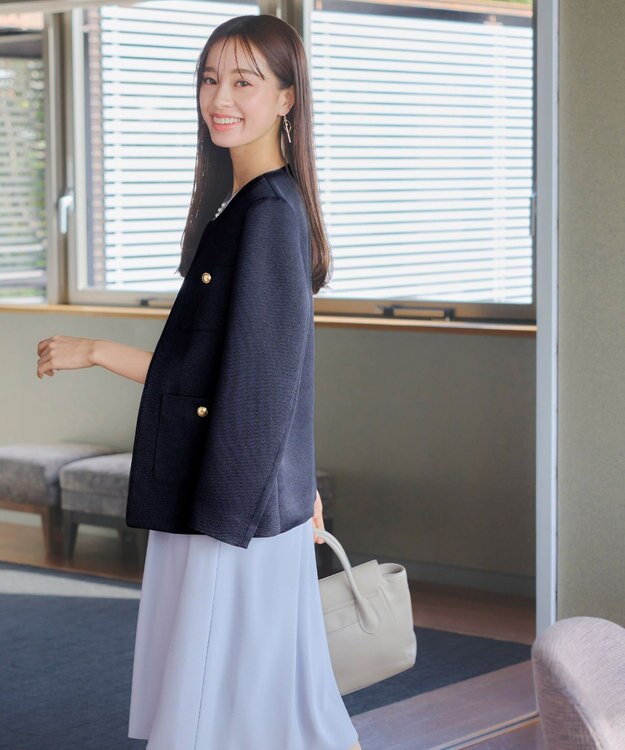 Tiaclasse 【洗える】ワッフルピケジャケット ネイビー