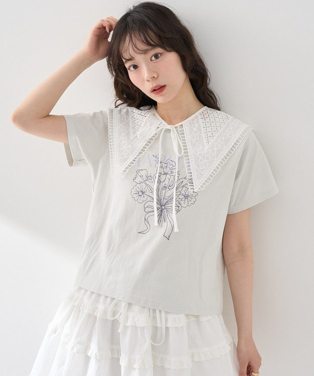 セーラーカラーレース付け襟 / earth music&ecology