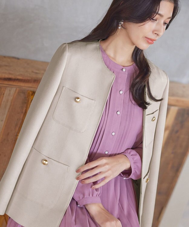Tiaclasse 【洗える】ワッフルピケジャケット ベージュ