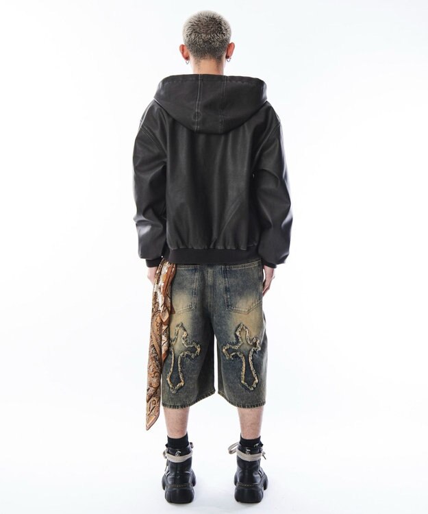 WEGO 【ユニセックス着用ITEM】PUフードブルゾン ブラウン