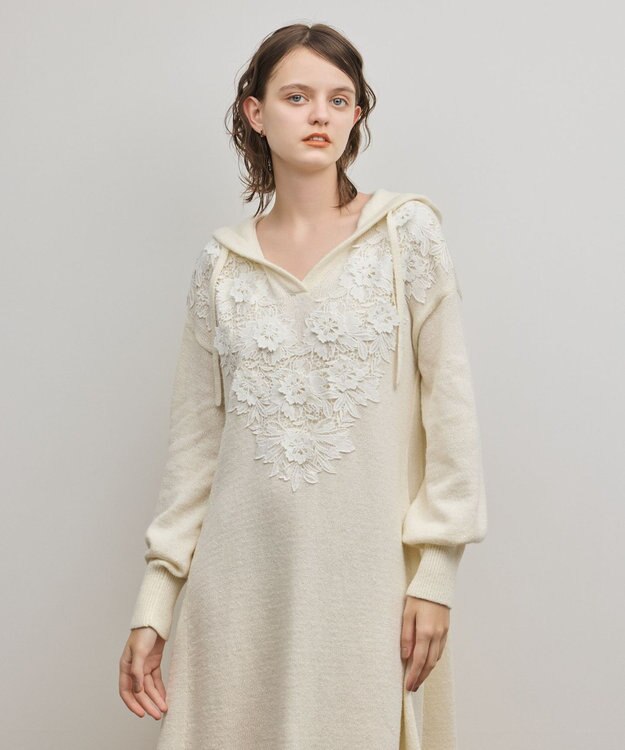 GRACE CONTINENTAL ケミカルレースニットワンピース キナリ