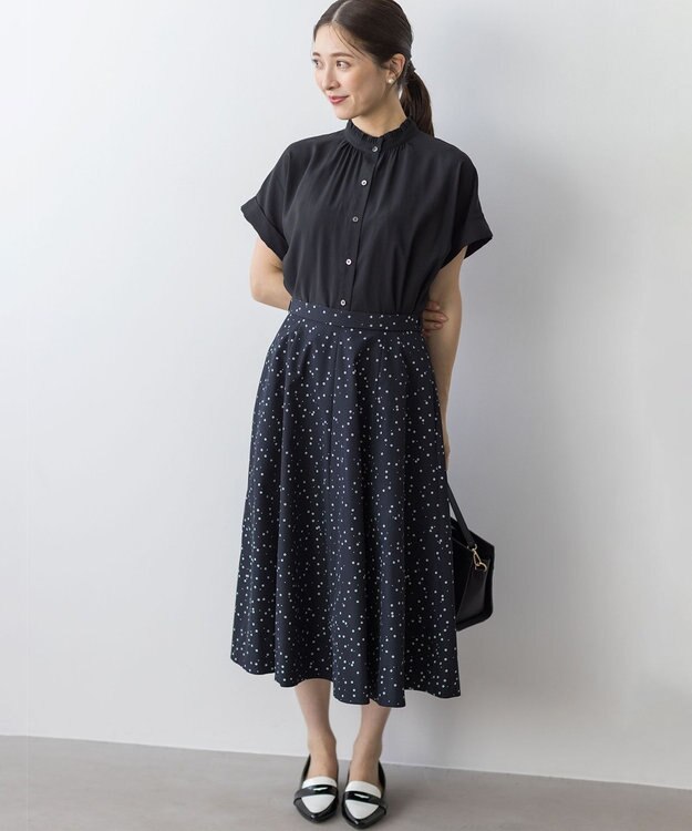 組曲 S フラワースパンコールプリント スカート ブラック系5