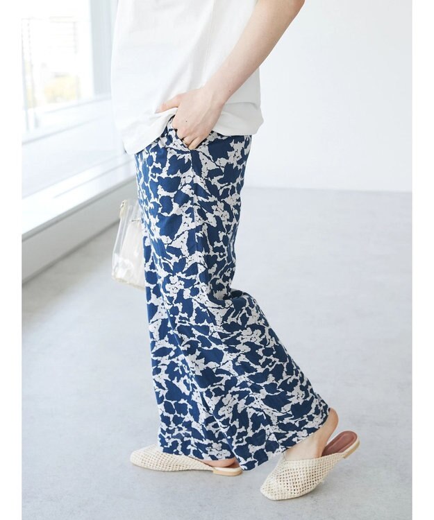 CRAFT STANDARD BOUTIQUE インド綿総柄イージーパンツ Navy