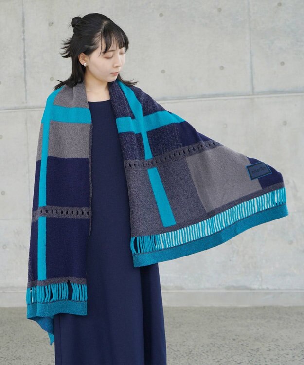 nitorito 【3WAY/秋冬向け/UNISEX】wadachi チェック柄 ストール navy