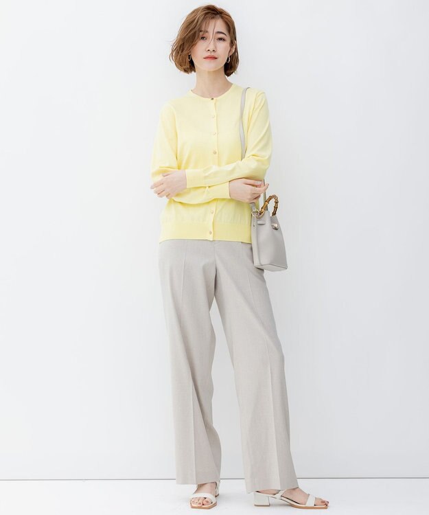 23区 【セットアップ対応/洗える】アイアスマットストレッチ テーパード パンツ ベージュ系