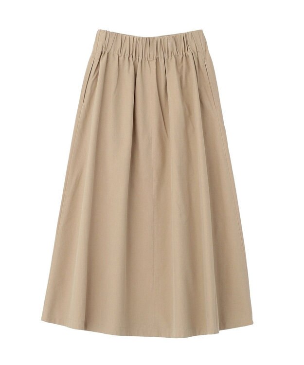 Green Parks 綿混やわらかタッチタックスカート Beige