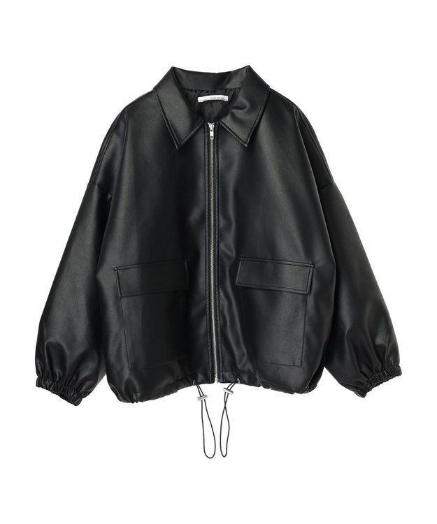 Green Parks ・ＥＬＥＮＣＡＲＥ　ＤＵＥ　合皮ステンカラーブルゾン Black