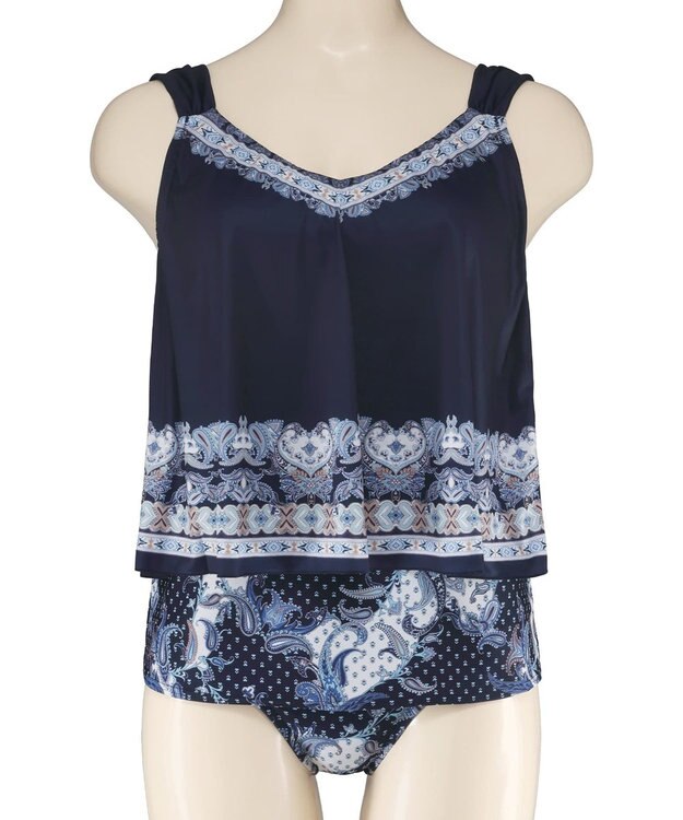 San-ai Resort（三愛水着楽園） ロングパンツセット　9M・11L　【Coral veil（コーラルヴェール）】 ネイビー