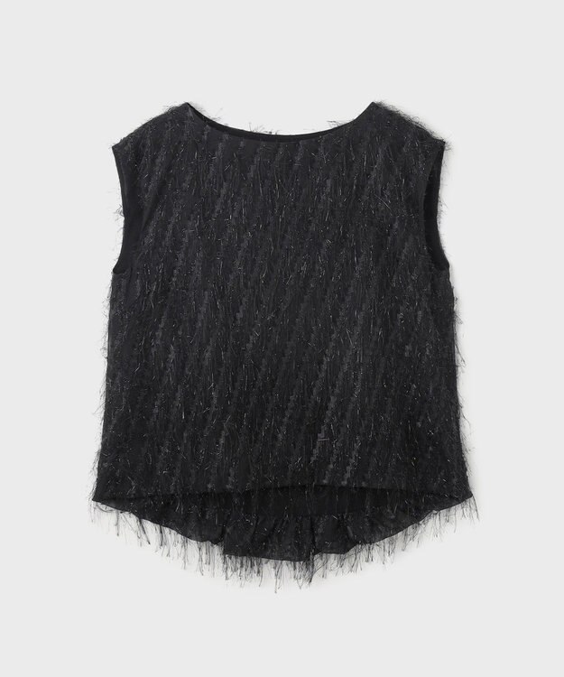 GRACE CONTINENTAL フリンジギャザートップ ブラック