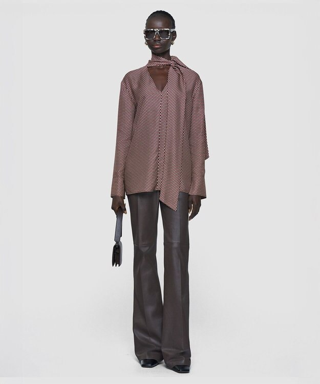 JOSEPH 【洗える】オーバーレイプリント　ブラウス Ruby combo