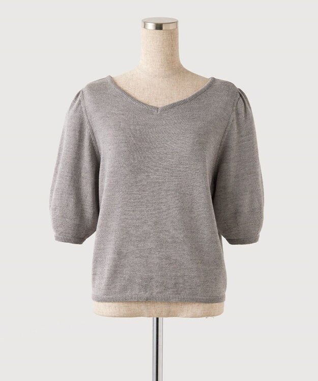 TOQUE 〈大草直子さんアドバイザー〉【天然素材】アルパカシルクニット5分袖 グレー