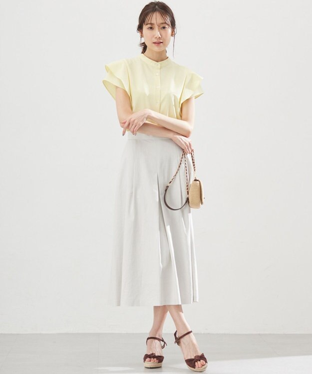 組曲 【前後着用可】ドライタッチダブルフレア ブラウス イエロー系