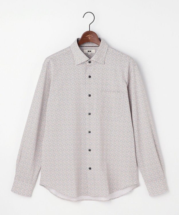 JOSEPH ABBOUD 【綿100％・ジャージー素材・ストレッチ】コンパクトジャージープリントシャツ オレンジ系5