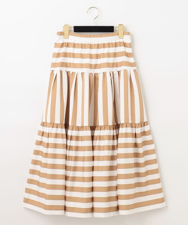 GRACE CONTINENTAL ボーダーコンビスカート キャメル