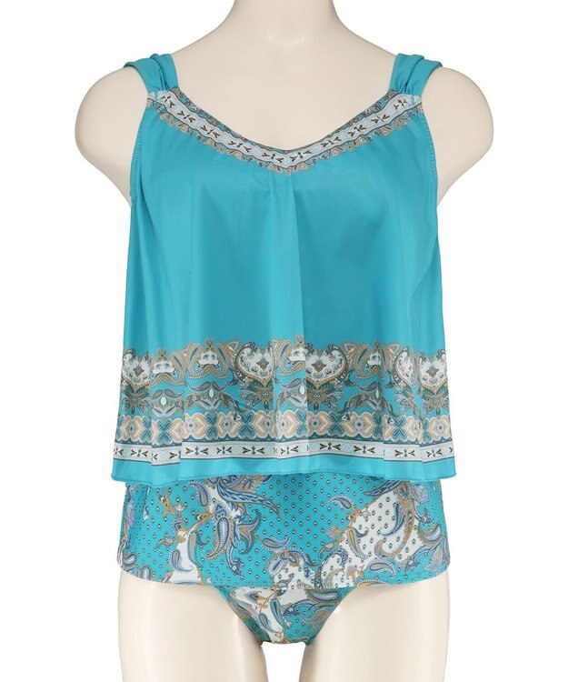 San-ai Resort（三愛水着楽園） ロングパンツセット　9M・11L　【Coral veil（コーラルヴェール）】 グリーン