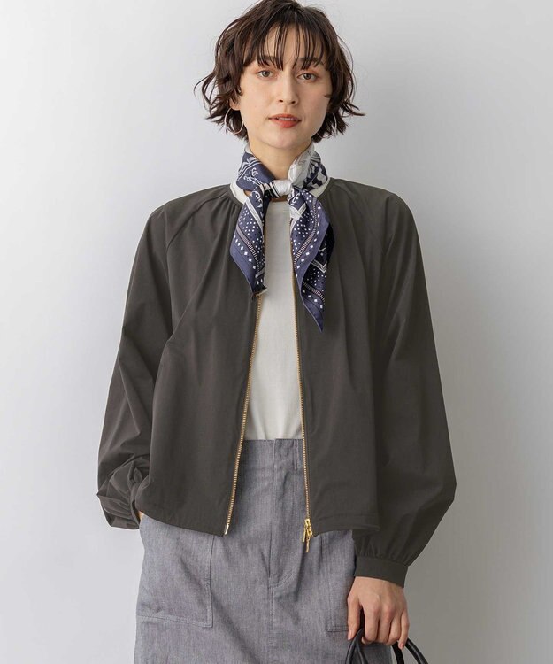 23区 L 2WAYストレッチタフタ ギャザーブルゾン グレー系