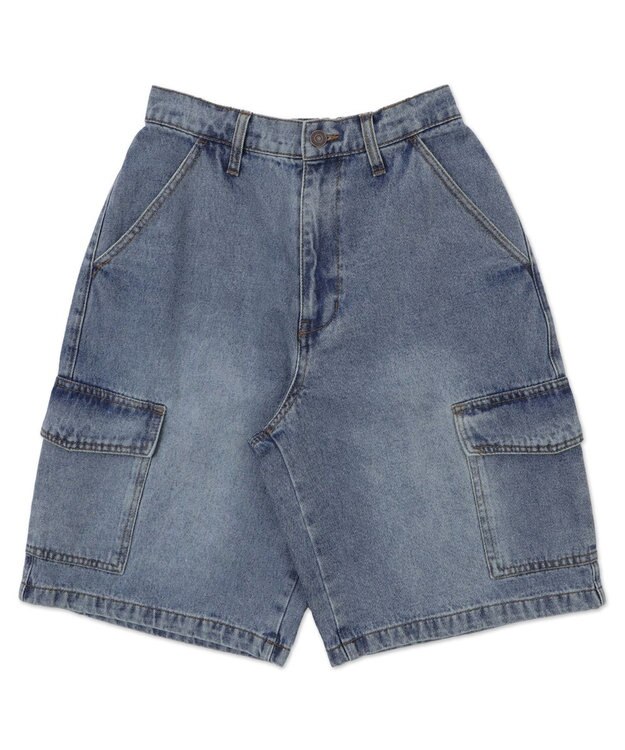 WEGO ヴィンテージウォッシュカーゴハーフパンツ デニム淡色