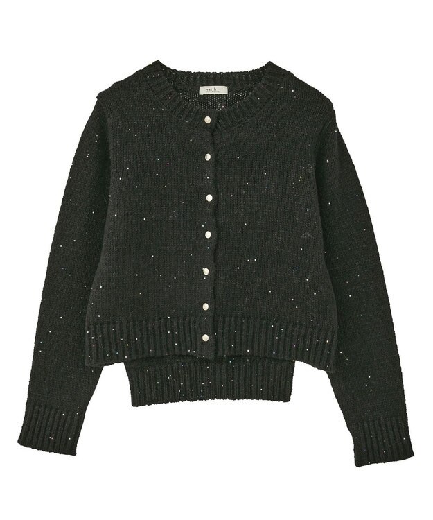 earth music&ecology 【セット2点】SET2点フラワースパンコールカーデ＋ビスチェ Black