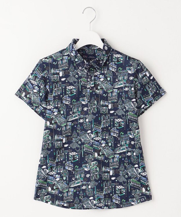 23区GOLF 【WOMEN】【吸水速乾/UVカット】パリマップ総柄ポロシャツ ネイビー系5