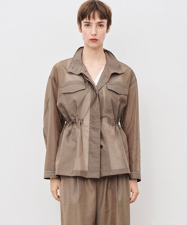 uncrave シアーオーガンジー ミリタリーブルゾン カーキベージュ