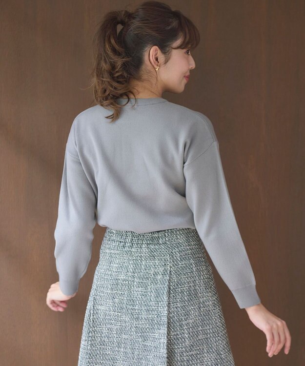 Feroux 【洗える】レタードロゴ プルオーバーニット グレー系