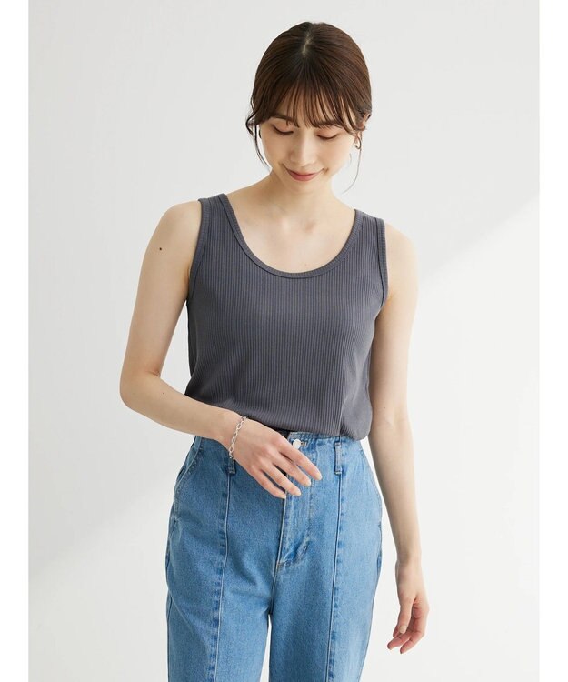 Green Parks カラーテレコタンク Charcoal Gray