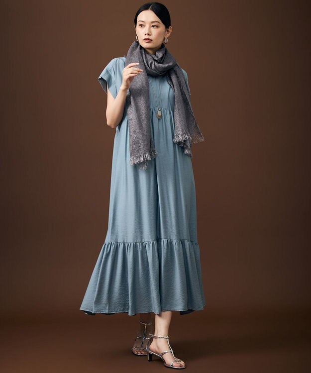自由区 【WEB限定・大人気素材のNEWアイテム】エアリーツイルティアード ワンピース サックス