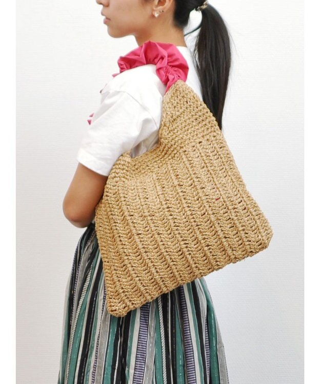 UNBILLION cachecache フリルワンハンドルペーパー手編みトート ピンク