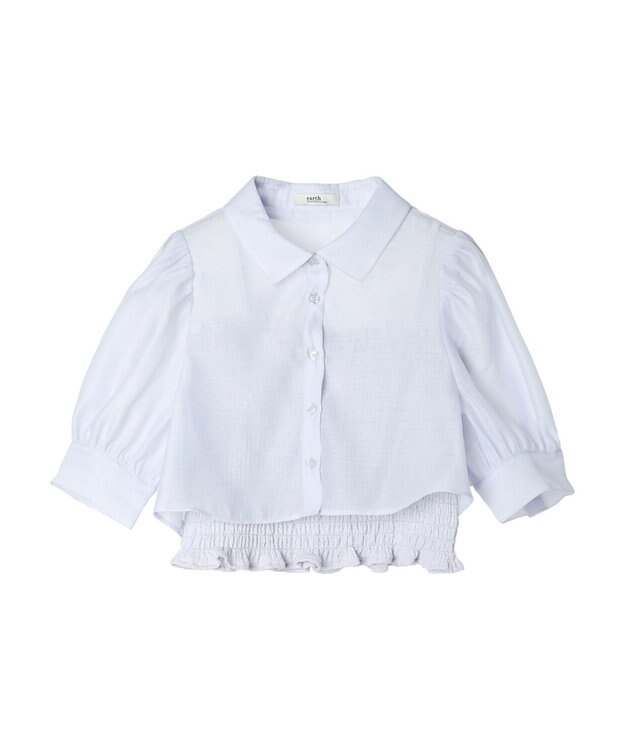 earth music&ecology ＳＥＴ２点シアークロップドシャツ×シャーリングタンク Blue