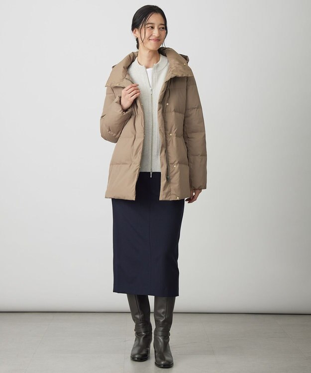 J.PRESS LADIES L CAT ジップアップ ブルゾン ニット ライトグレー系