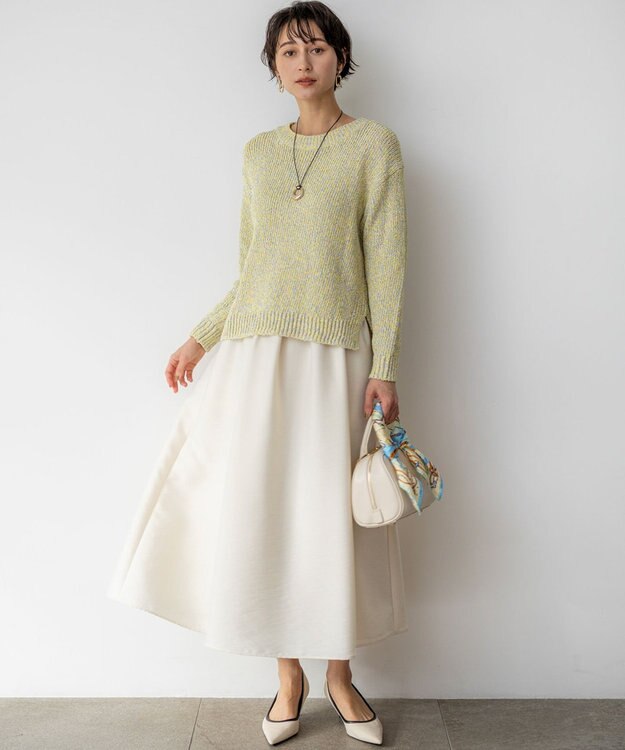 23区 L 【先行予約】コットンコードミックス クロップド ニット イエローミックス