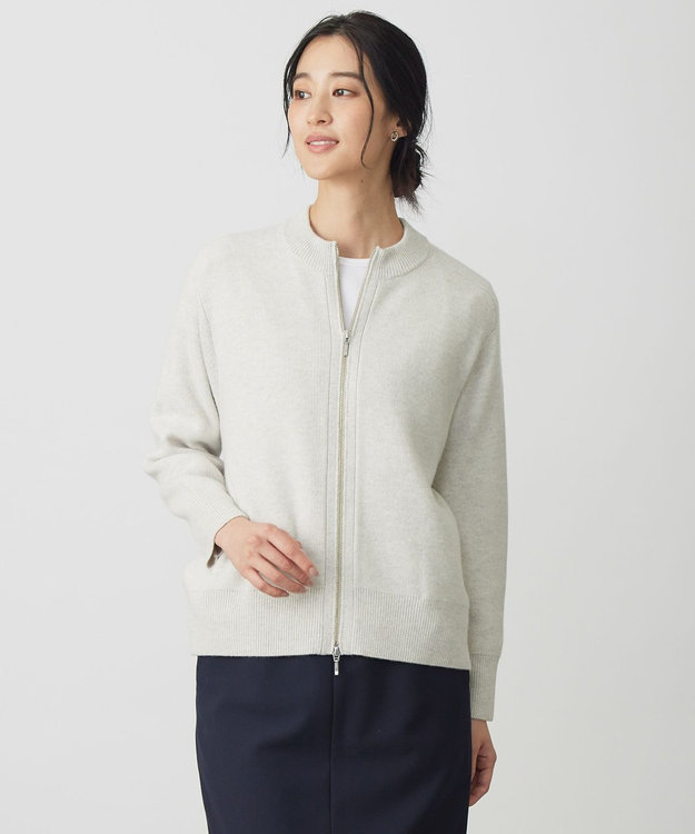 洗える】CAT ジップアップ ブルゾン ニット / J.PRESS LADIES L