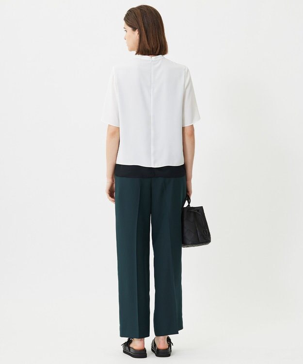 ICB L 【新色追加・UVケア・接触冷感・速乾・防シワ・洗える】 FluidBackSatin  ワイドパンツ ディープパイン系