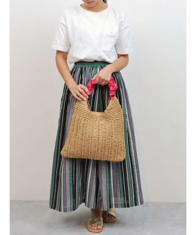 UNBILLION cachecache フリルワンハンドルペーパー手編みトート ピンク