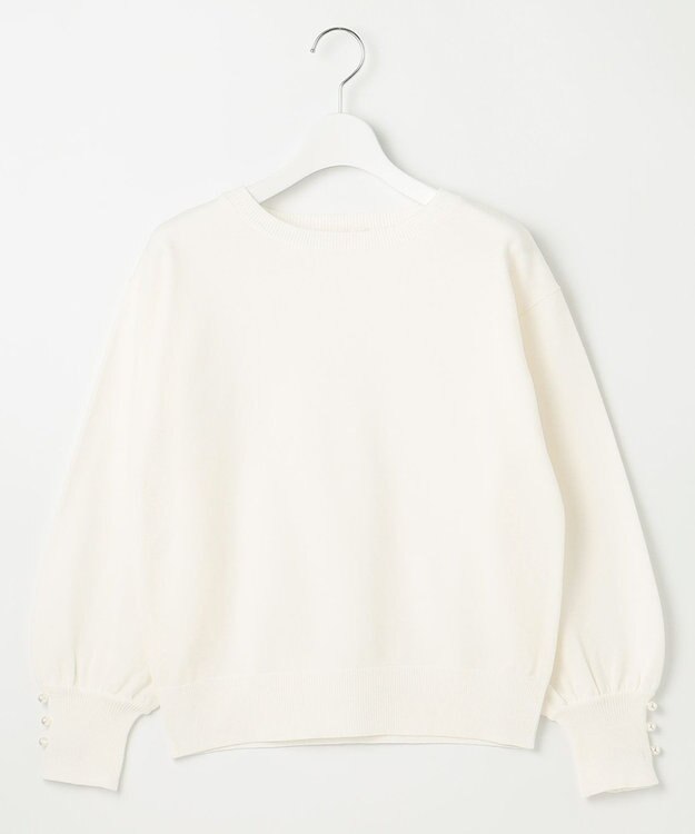 Feroux 【洗える】パールポイントパフスリーブ ニット ホワイト系