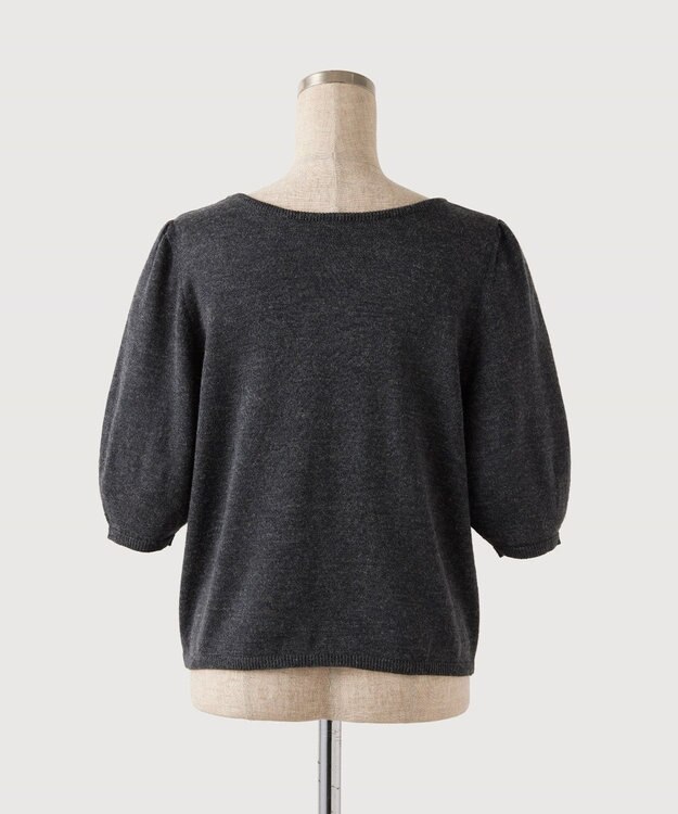 TOQUE 〈大草直子さんアドバイザー〉【天然素材】アルパカシルクニット5分袖 チャコールグレー